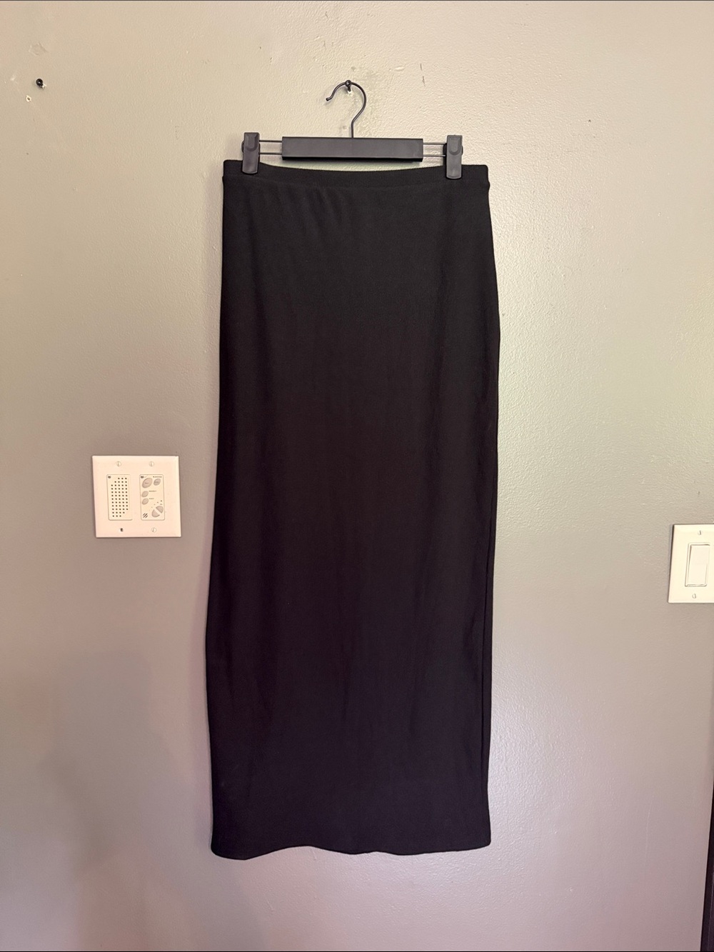 NWT A New Day Black Ribbed Maxi Column Skirt Size Small